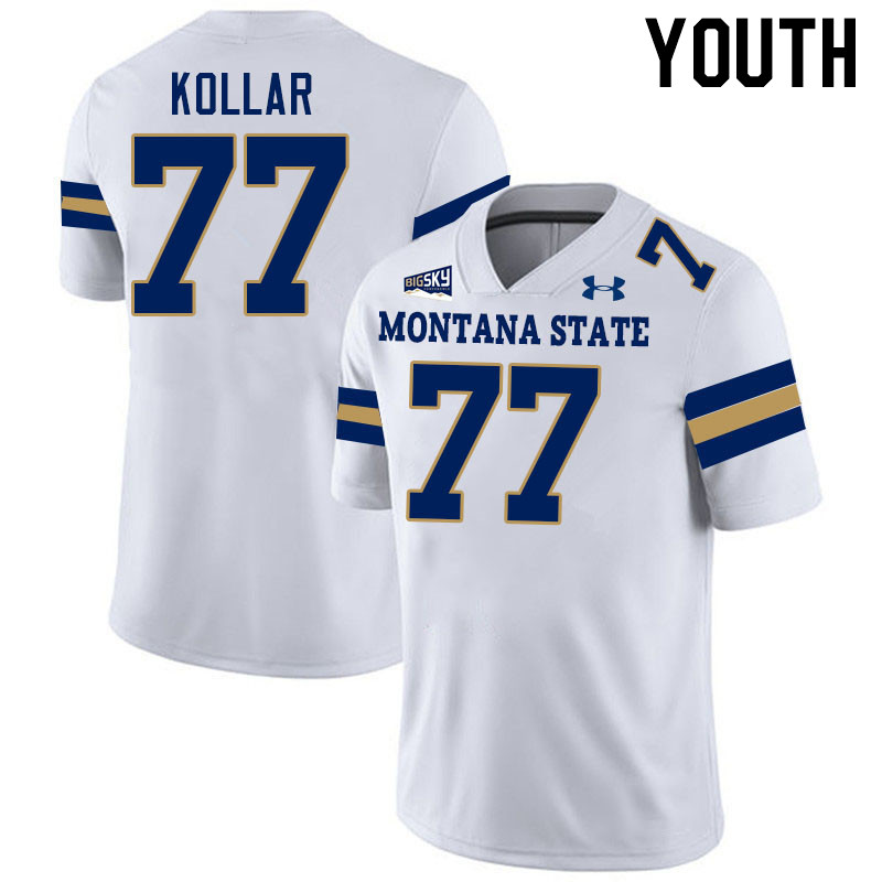 Youth #77 Bill Kollar Montana State Bobcats Jerseys Football Stitched-White